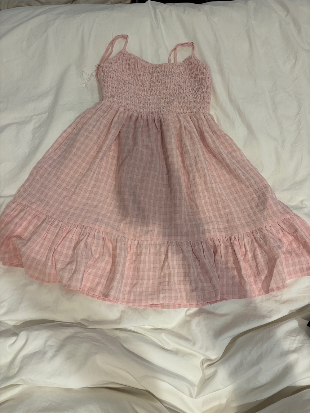 RSQ Pink Gingham Smocked Sundress with Ruffle Hem